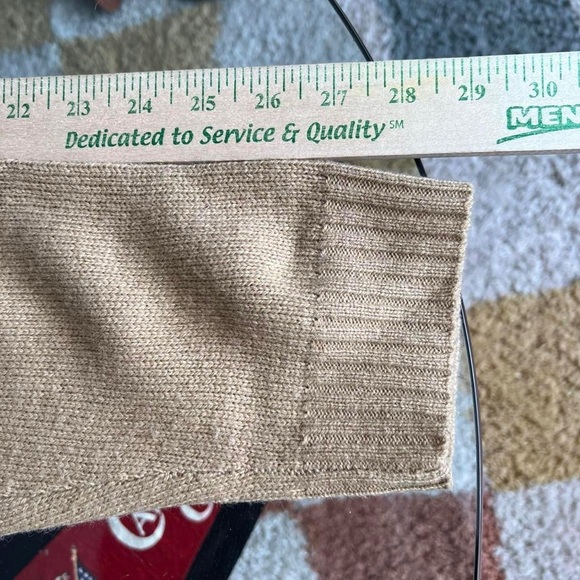 Vintage Eddie Bauer tan lambswool knit crewneck wool sweater preppy size L - Picture 6 of 8